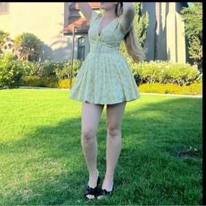 Yellow Floral Mini Dress